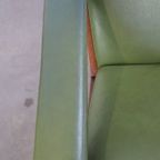 Zeer Comfortabele En Tijdloze Groene Rundleren En Houten Vintage Jaren ’60 Design Fauteuil thumbnail 8