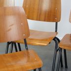 Set Van 4 Mooie Vintage Jaren ’60 Dutch Design Marko School/Kantine/Eetkamerstoelen thumbnail 8