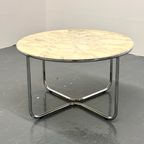 Vintage Ronde Marmeren Eettafel Met Buisframe Onderstel thumbnail 10