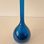 Vintage Petrol Blauwe Glazen Vaas Fles Vaasje Jaren 60 thumbnail 7