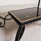 Vintage Salontafel Met 2 Glazen Bladen Met 50s Print thumbnail 11
