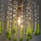 6 Stuks Vintage Opaline Groene Kristallen Teardrop Kroonluchters thumbnail 13