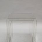 Vintage Set Bijzettafeltjes Plexiglas Nesting Tables Aqryl thumbnail 6