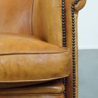 In Goede Staat Verkerende Charmante Schapenleren Clubfauteuil Met Een Warme Kleurstelling thumbnail 11