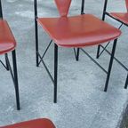 Set Van 4 Vintage Postmodern Leren Eetkamerstoelen thumbnail 13