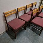 6 Vintage Stoelen Topvorm 6 Eetkamerstoelen Jaren 60 Wengé thumbnail 6