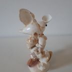 * 60's Schelpen Kunst Witte Duiven Beeldje thumbnail 4
