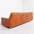 1960’S Vintage Danish Modern Cognac Leather Sofa thumbnail 8