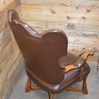 Eiken Fauteuil Met Leer Bekleed thumbnail 7