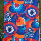 Vintage Jaren 70 Ligbed Kussen Oranje Blauw Gebloemd thumbnail 3