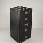 Antieke Belber Zwarte Leren Stoomkoffer Uit 1924 - Grote Reisgarderobe thumbnail 2