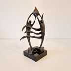 Vintage Bronzen Beeldje Op Marmer Voetje thumbnail 2