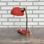 Jaren '50 Bureaulamp Rood / Messing thumbnail 5