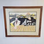 Vintage Schilderij M Van Kol Modern Ingelijst Pentekening ‘5 thumbnail 7