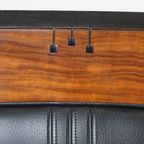 Mooie Zwarte Rundleren En Houten Art Deco Design Fauteuil Van Schuitema Uit De Decoforma Serie thumbnail 14