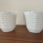 Vintage Retro Hobnail Bloempotten Melk Glas thumbnail 3