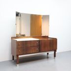 Vintage Kaptafel Palissander Drieluik Spiegel thumbnail 5