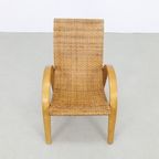 Rare Lounge Chair In Cane And Wood, 1960S thumbnail 7