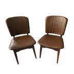 Set Van 4 Vintage Eetkamerstoelen Teakhout/Bruin Skai, Jaren '60 thumbnail 2
