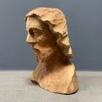 Uit Hout Gesneden Hoofd Of Buste Van Een Man Met Baard thumbnail 2