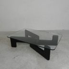Vintage Salontafel Met Organische Zwarte Houten Basis, Jaren 70 thumbnail 2