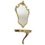 Vergulde Rococo Stijl Spiegel Met Console Acanthus Frankrijk thumbnail 17