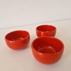 Set 3 Oranje Keramieke Schaaltjes Jaren 70 Tapas Schaal thumbnail 4