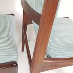 4 Vintage Stoelen Licht Blauwe Rib Nieuwe Stof thumbnail 10