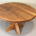 Vintage Wabi Sabi Massief Eikenhout Eettafel, Rond thumbnail 6