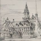 Piet Hollevoet - Tekening - Veurne Gerechtshof En Belfort thumbnail 4