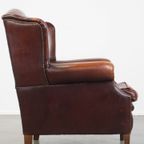 Vintage Schapenleren Oorfauteuil Met Een Heerlijk Zitcomfort En Een Mooi Patina thumbnail 8