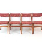 8 Vintage Deense Erik Buch Stoelen | Nieuw Gestoffeerd Roze thumbnail 21