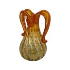 Hand Made Italian Glass Vase (Medium)- Amber Colored With Yellow And Orange Details - Excellent Q thumbnail 2