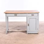 Vintage Bureau Hout | Oud Bureau | Houten Bureau Grijs thumbnail 3