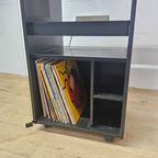 Vintage Vinylkast / Platenspeler Meubel (jaren 80) Hout,glas (80s) Lp Opberg Kast /vinyl Cabinet thumbnail 5