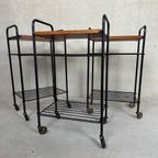 2X Vintage Bijzettafel/70’S Trolley In Teak thumbnail 5