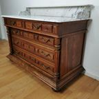 Vintage Frans Dressoir Commode, Ladekast Badkamermeubel Met Marmer Blad 113 thumbnail 8