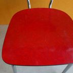 Retro, Vintage Formica Stoel, Rood Formica, Metalen Frame thumbnail 6