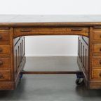Klassiek En Functioneel Groot Antiek Bureau/ Partner Desk In Engelse Stijl thumbnail 5