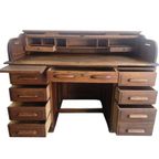 Vintage Houten Amerikaanse Bureau Met Rolluik Deur thumbnail 10