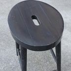 2 X Vintage Houten Kruk, Zwart, P/p/s thumbnail 12