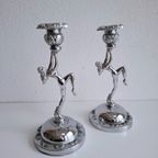 Prachtig Vintage Danseres Kandelaars Art Deco Design thumbnail 9