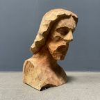 Uit Hout Gesneden Hoofd Of Buste Van Een Man Met Baard thumbnail 3