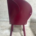 Mario Morbidelli Voor Naos - Set Van 2 Burgundy Rode Stoelen In Leder En Chrome thumbnail 2