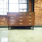 Vintage Diepe Industriële Ladekast / Dressoir / Commode thumbnail 3