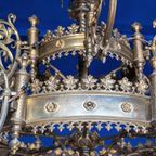 Large Antique Metal Chandelier thumbnail 4