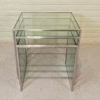 Vintage Glas En Chrome Mimiset Nesting Tables thumbnail 10