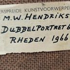 Vintage Origineel Schilderij, "dubbelportret", M.w. Hendeiks thumbnail 6