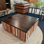 Verrijdbare Vintage Salontafel Palissander Chroom Wieltjes thumbnail 4