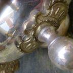 Antieke Verzilverde Godslamp, Kerk Lamp Met Engelen thumbnail 12